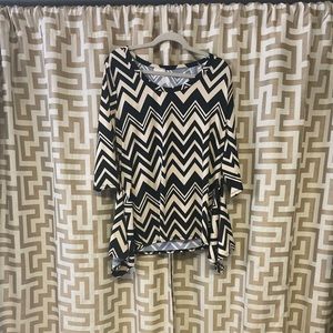 Black and cream lightweight shirt.